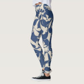 Leggings Pigeons en blanc et bleu motif Leging (Gauche)