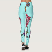 Leggings Pignon d'aquarelle florale d'Aqua Poppy (Dos)