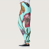 Leggings Pignon d'aquarelle florale d'Aqua Poppy (Gauche)