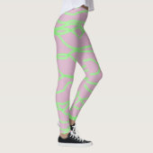Leggings Pignon rose et vert citron vert crachement Abstrai (Droite)