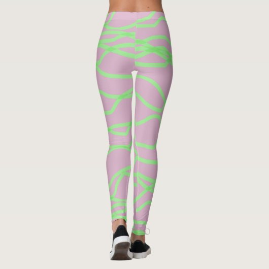 Leggings Pignon rose et vert citron vert crachement Abstrai (Dos)