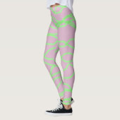 Leggings Pignon rose et vert citron vert crachement Abstrai (Gauche)