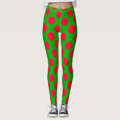 Leggings Pignon rouge Polka vert de Noël (Devant)
