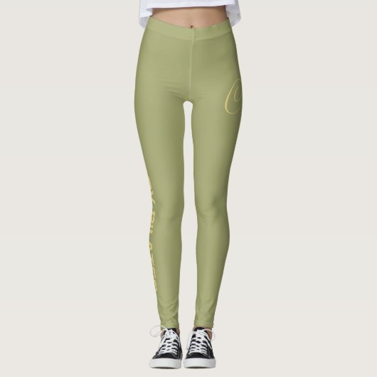 Leggings Pilates Monogram Create Your Own Design Olive (Devant)