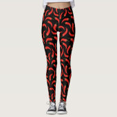 Leggings Piments chili sur noir (Devant)