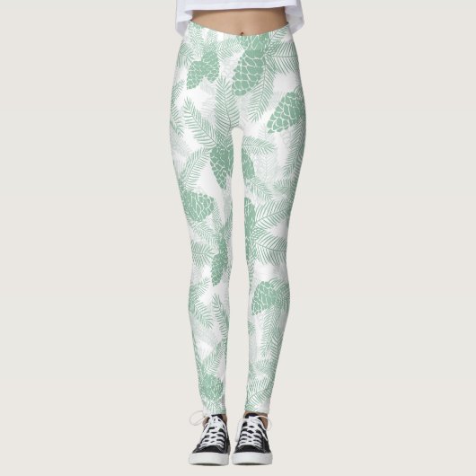 Leggings Pin vert de Noël sans soucis (Devant)