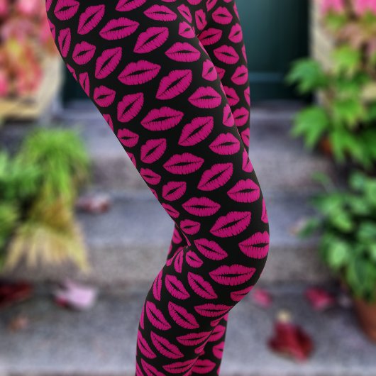 Leggings Pince à lèvres rose chaude lèvres Baiser Imprimer 