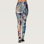 Leggings pinceau d'art Abstrait texturé rose imprimé bleu b (Dos)