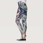 Leggings pinceau d'art Abstrait texturé rose imprimé bleu b (Gauche)