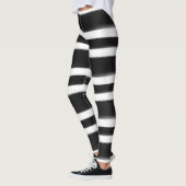 Leggings Pinceau rayé horizontal noir et blanc (Gauche)