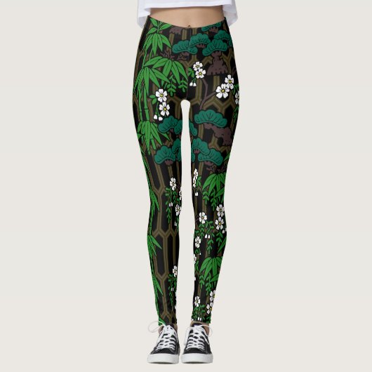 Leggings Pine, bamboo, cherry blossoms and tortoiseshell (Devant)