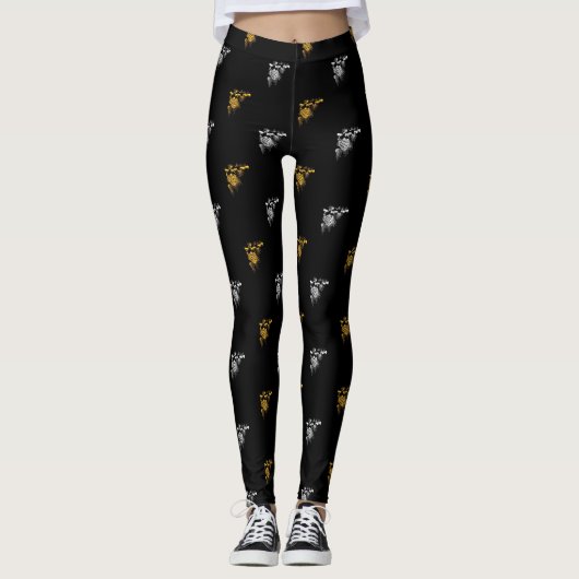 Leggings Pinecones d'or et d'argent et branches de pin Legg (Devant)