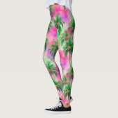 Leggings Pink and Green Palm Trees Tropical Patterned (Gauche)