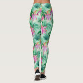 Leggings Pink and Green Palm Trees Tropical Patterned (Dos)
