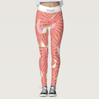 Leggings Pink and White Japanese Pattern