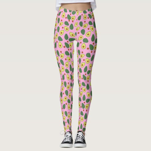 Leggings Pink Avocado Imprimer Motif moderne Kit de yoga (Devant)