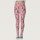 Leggings Pink Background Christmas Decorative Pattern (Devant)