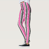 Leggings Pink Black White Stripes Pattern Design  (Gauche)