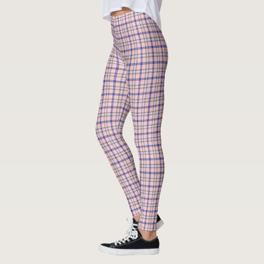 Leggings Pink Blue Plaid Classic Pattern Retro (Gauche)