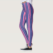 Leggings Pink Blue Stylish Stripes Pattern Design  (Gauche)