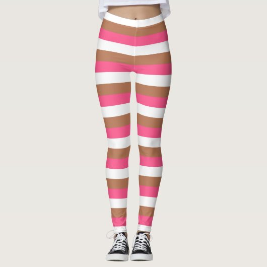 Leggings Pink chaud, blanc et Brown (Devant)