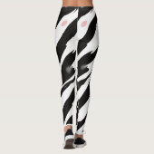 Leggings Pink Cherry Blossom Black White Brushstroke Patter (Dos)