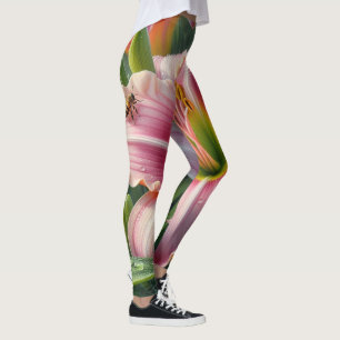 Leggings Pink Daylily Floral