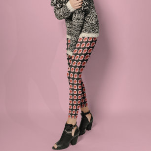 Leggings Pink Daylily Floral Pattern sur Noir