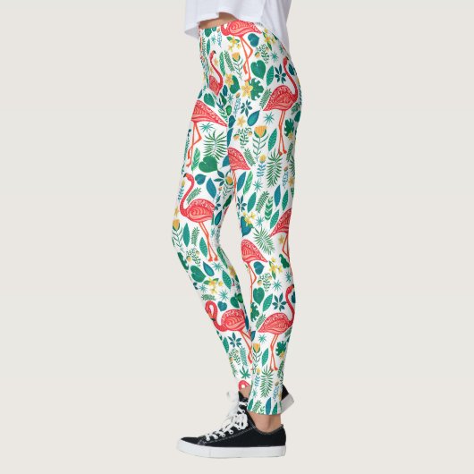 Leggings Pink Flamingos and Tropical Flowers Pattern (Gauche)