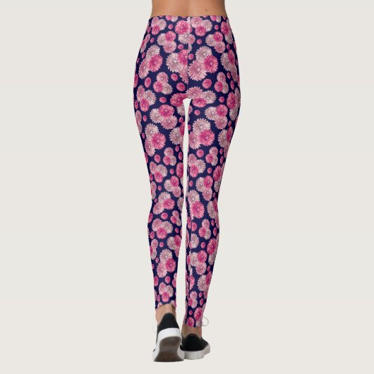 Leggings Pink gerbera daisy floralPatterned (Dos)