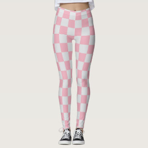 Leggings Pink + Grey Check À damiers Checkerboard Motif