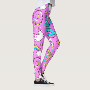 Leggings Pink Kitschy glittery drôle de licorne et de chatt