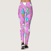 Leggings Pink Kitschy glittery drôle de licorne et de chatt (Dos)