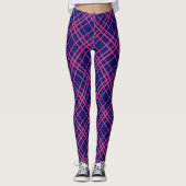 Leggings Pink On Blue Tartan Plaid Design Motif (Devant)