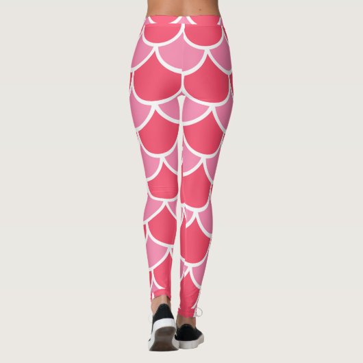Leggings Pink on Pink with White Scallon Design Summer Look (Dos)