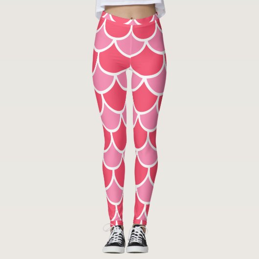 Leggings Pink on Pink with White Scallon Design Summer Look (Devant)