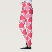 Leggings Pink on Pink with White Scallon Design Summer Look (Gauche)