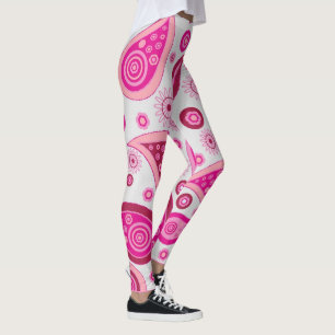 LEGGINGS PINK PAISLEY BOHEMIAN YOGA PANTE LEGINGS