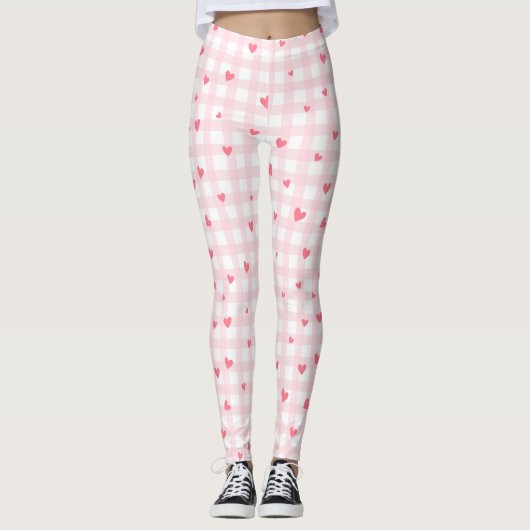 Leggings PInk Plaid avec coeur (Devant)