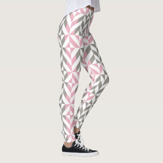 Leggings Pink Raspberry and Silver Geometric ZigZag (Droite)
