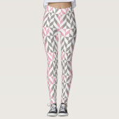 Leggings Pink Raspberry and Silver Geometric ZigZag (Devant)