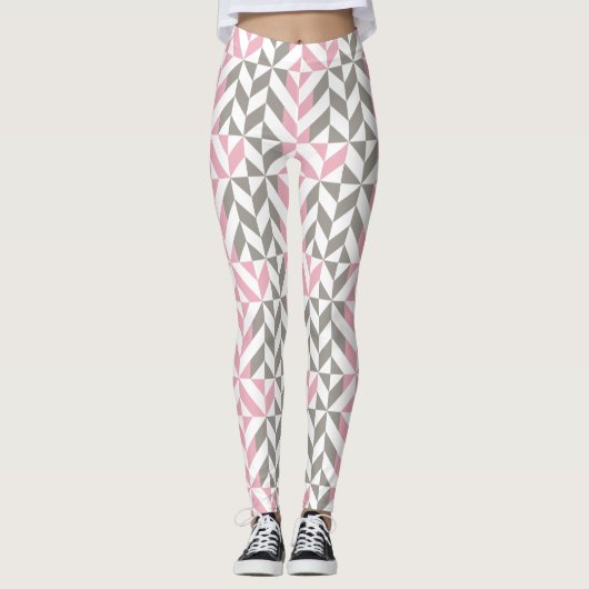 Leggings Pink Raspberry and Silver Geometric ZigZag (Devant)