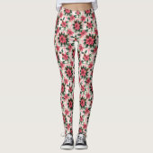 Leggings Pink Retro Noël Floral Plaid Joyeux Noël (Devant)