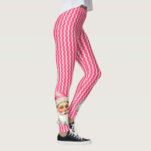 Leggings Pink Retro Santa Claus Ric Rose Noël