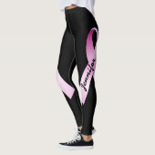 Leggings Pink Ribbon Personnaliser Nom Soutien pour le canc (Gauche)