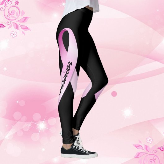 Leggings Pink Ribbon Personnaliser Nom Soutien pour le canc