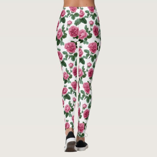 Leggings Pink Rose Floral Pattern (Dos)