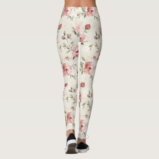 Leggings Pink Roses Floral  (Dos)