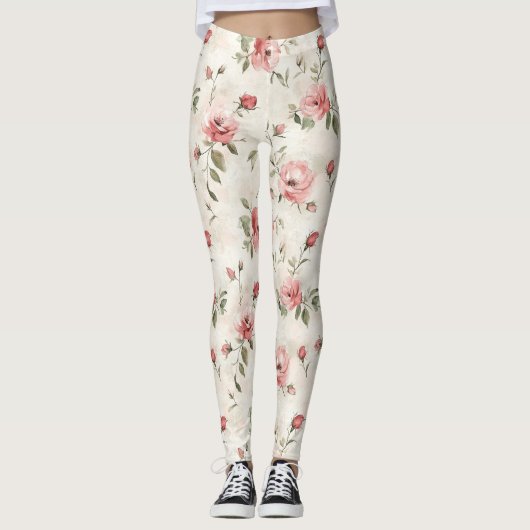 Leggings Pink Roses Floral  (Devant)