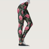 Leggings Pink Roses on Black Floral Pattern (Droite)